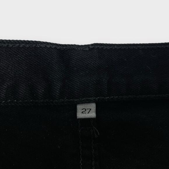 Carmar Emelia High Rise Straight Leg Raw Hem Distressed Black Jeans Size 27 - Picture 3 of 8